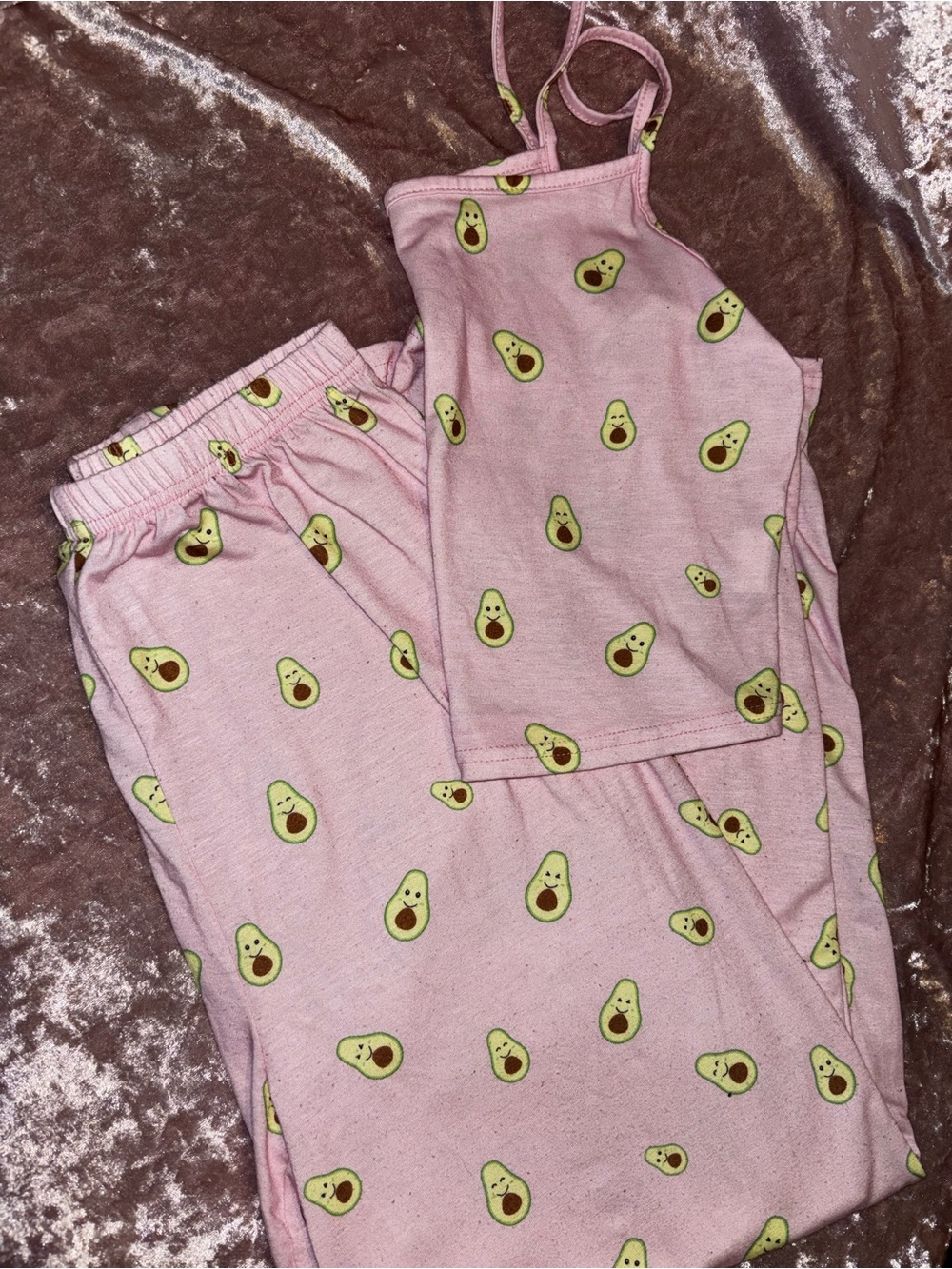 SHEIN Pink Avocado Print Kids Pajama Set